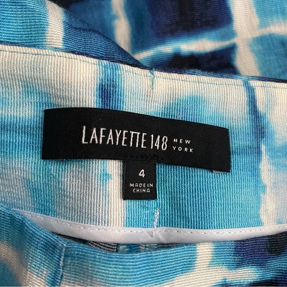 Lafayette 148 Stanton Blue Tie Dye Ankle Pants Size 4 - Picture 3 of 5